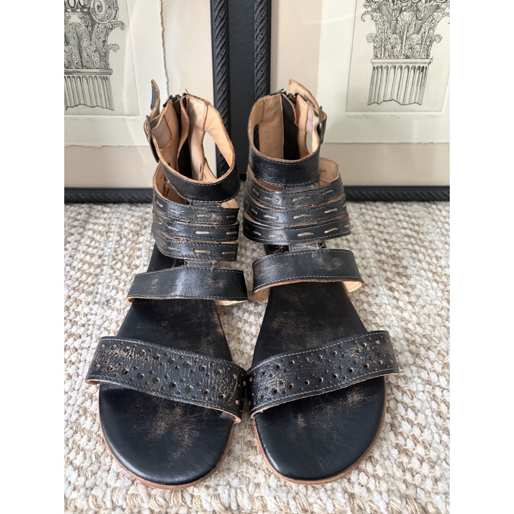 Bed Stu Artemis Style Leather Sole Sandals Black/Brown Gladiator Size 9